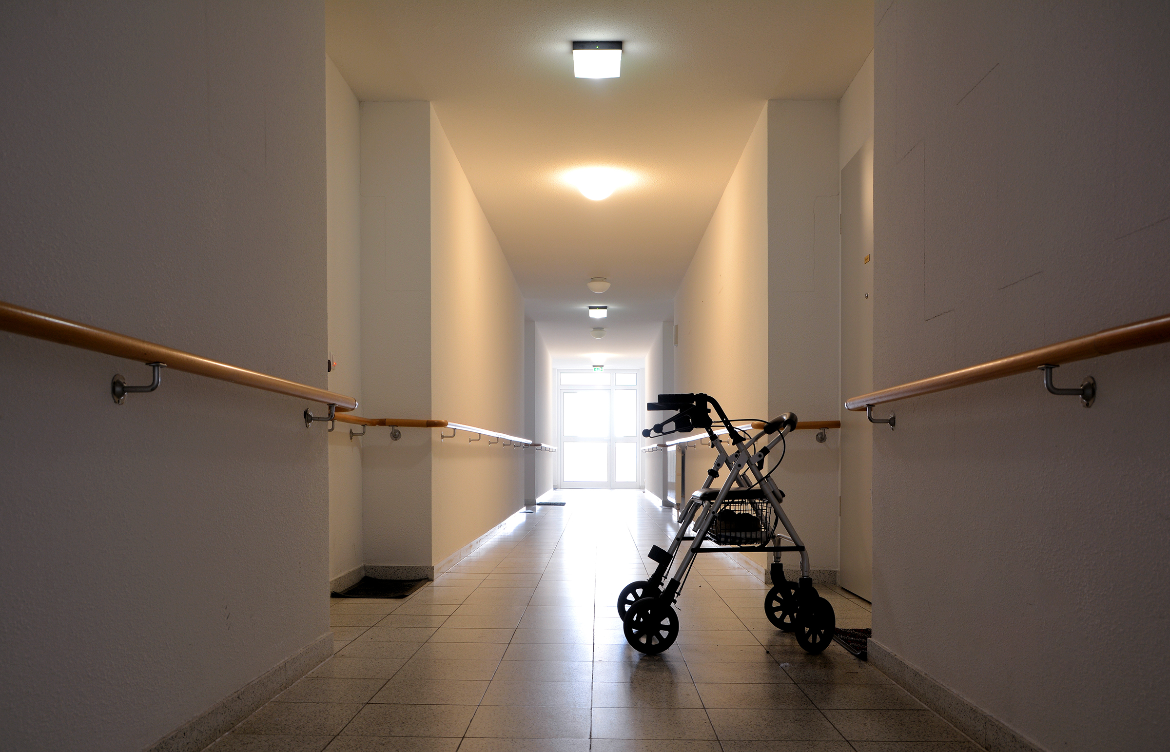 empty hallway with walker